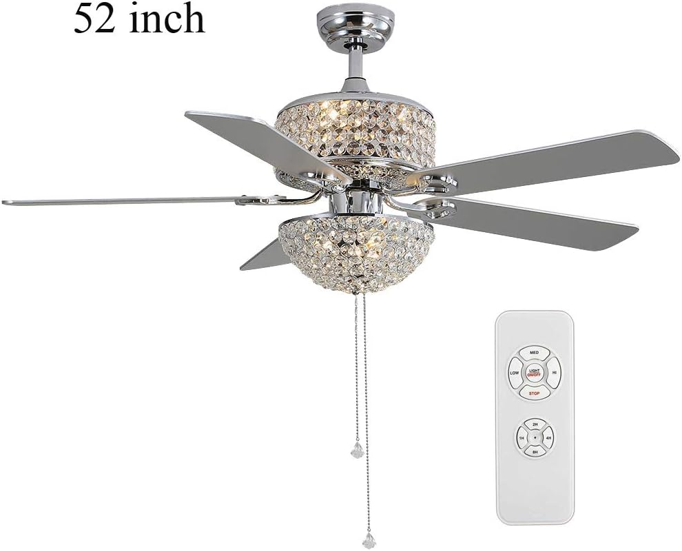 Crystal Ceiling Fan with Light and Remote 5 Blades 3 Speed k7