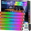 SUZCO 3-Pin 6PCS Car Double-Row Dreamcolor Underglow Lights, Upgraded 216-LEDs Random Neon Underbody LED Strips Kit with APP, Rainbow Chasing Exterior Light IP68 12V for Truck Jeep ATV UTV Offroad Pack of 2