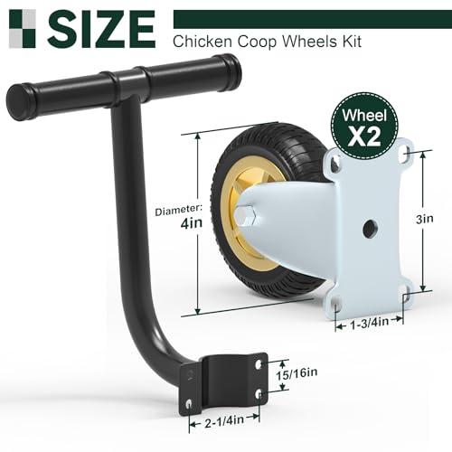 Chicken Coop Wheels Kit 2 Pack 4" Casters with Lifting Handle a7