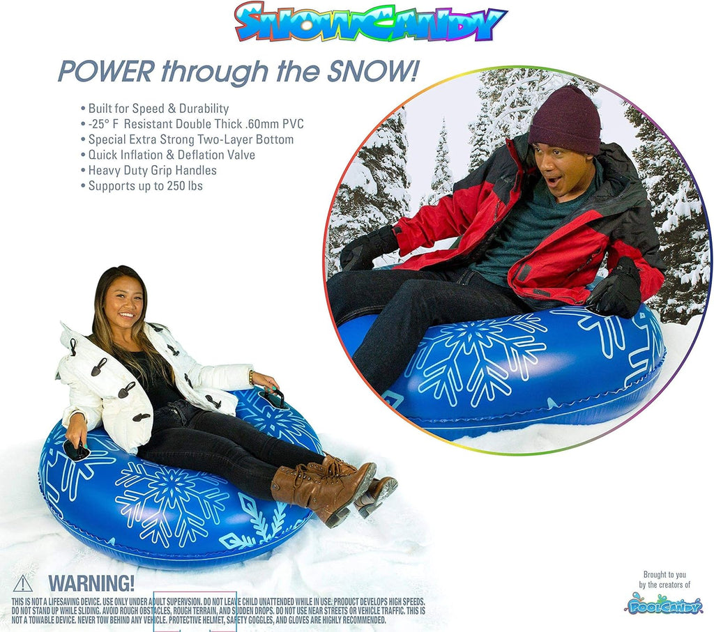 Snow Tube 48 Blue Inflatable Sled for Kids Adults x7