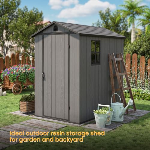 Plastic Outdoor Storage Shed 4x6 FT with Window and Lockable Door w7