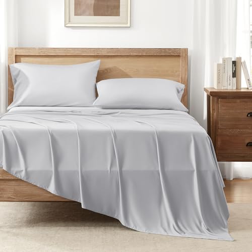 Queen Sheets Set, Cooling Bamboo Bedding, Deep Pocket, Dark Green K7