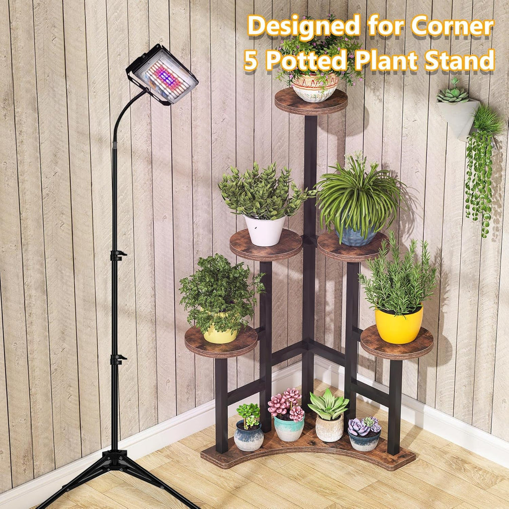 Tiered Corner Plant Stand Indoor Tall Flower Shelf Rack Rustic Brown k7