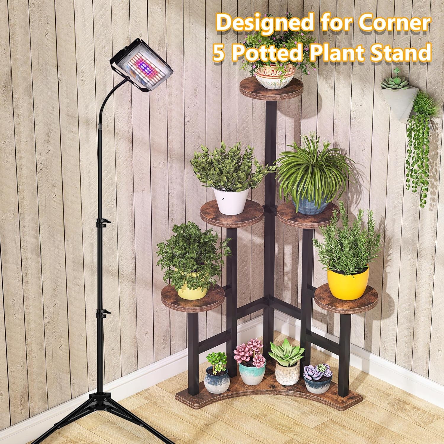 Tiered Corner Plant Stand Indoor Tall Flower Shelf Rack Rustic Brown k7