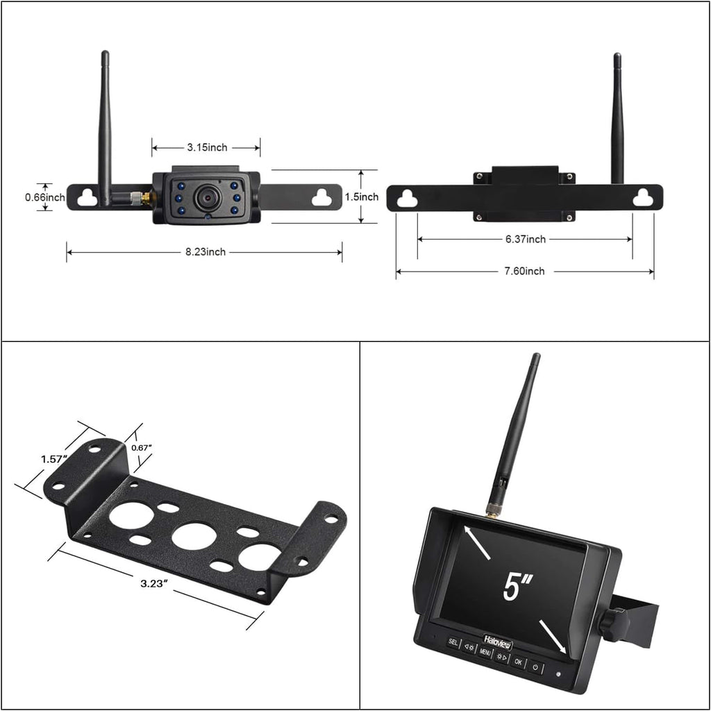 Wireless Backup Camera System 5" Monitor IP69K Waterproof Reversing Kit a7