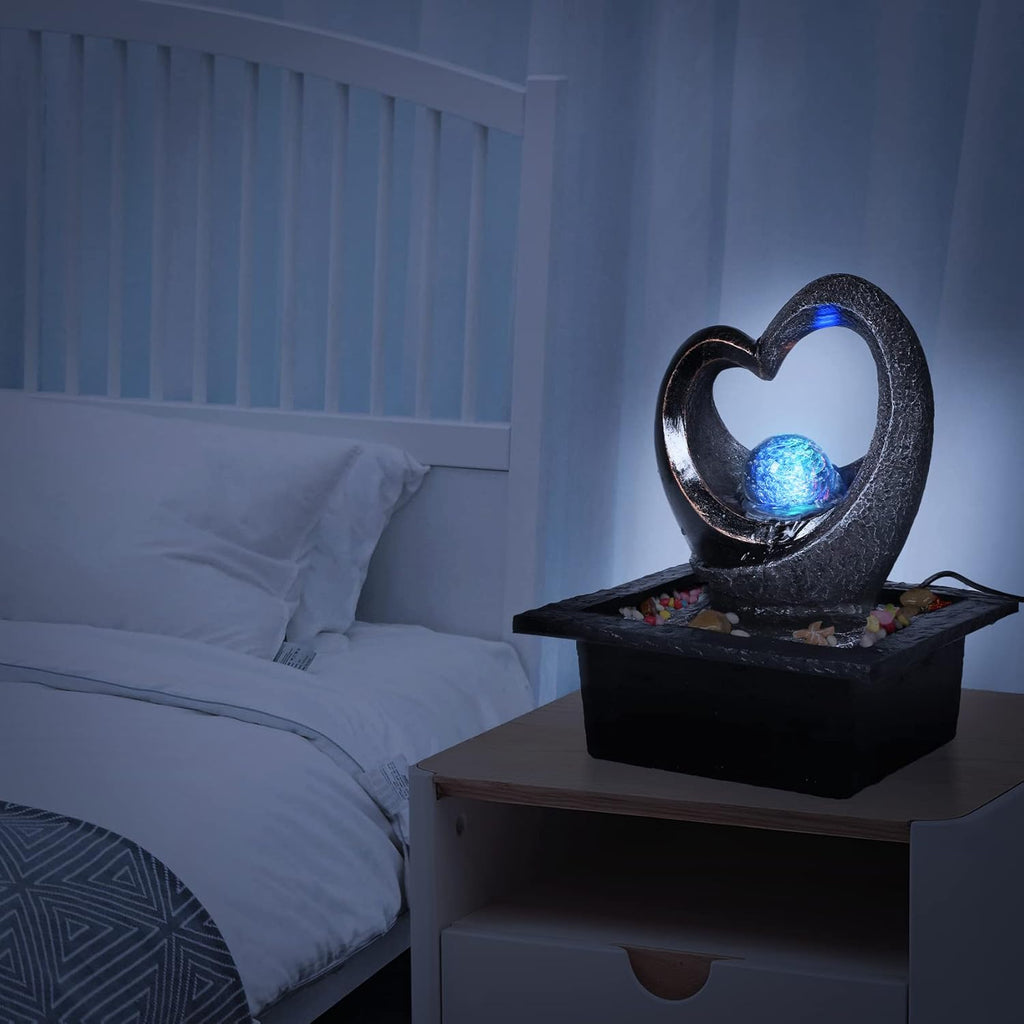 Indoor Zen Water Fountain with LED Light and Pump 7k