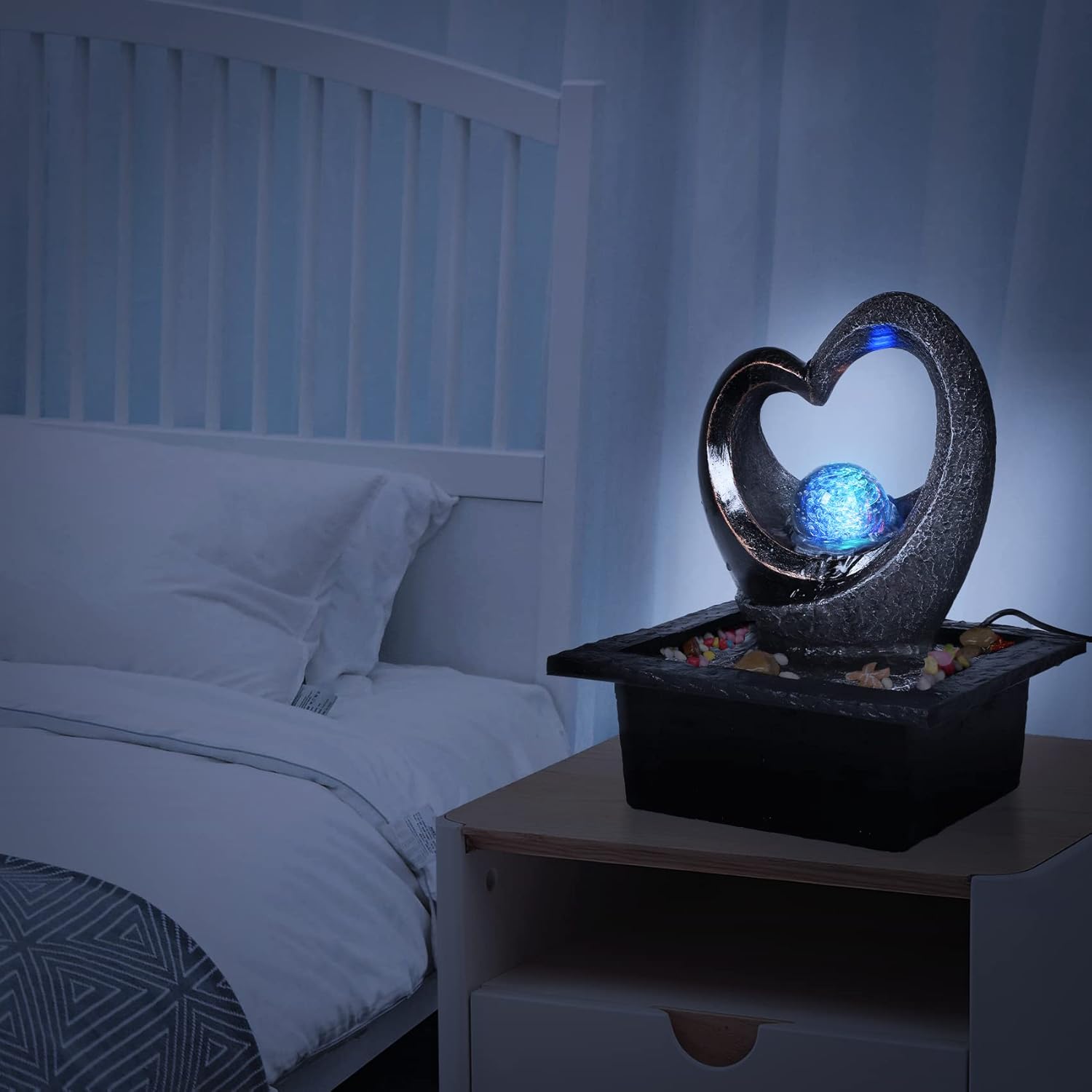 Indoor Zen Water Fountain with LED Light and Pump 7k