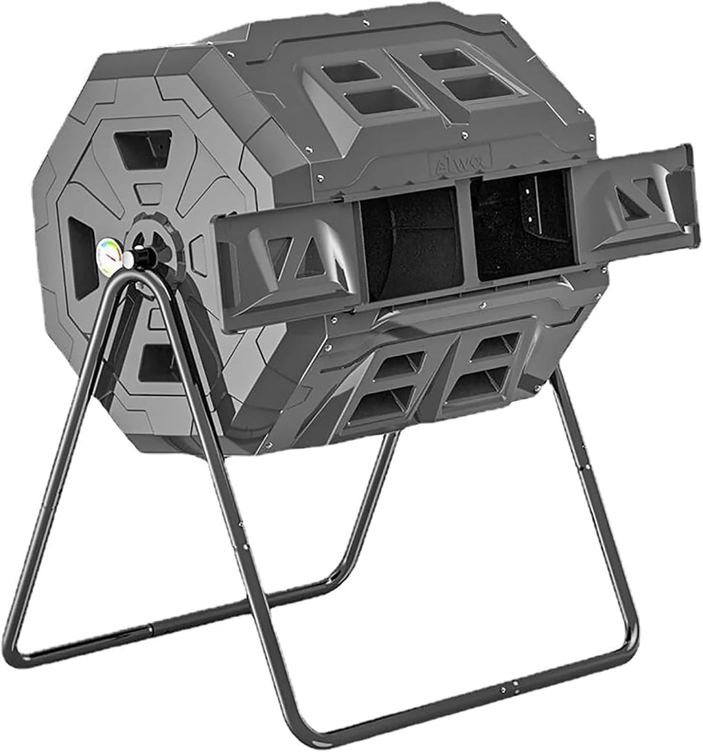 Outdoor Compost Bin 160L Dual Chamber Rotating Composter A7k