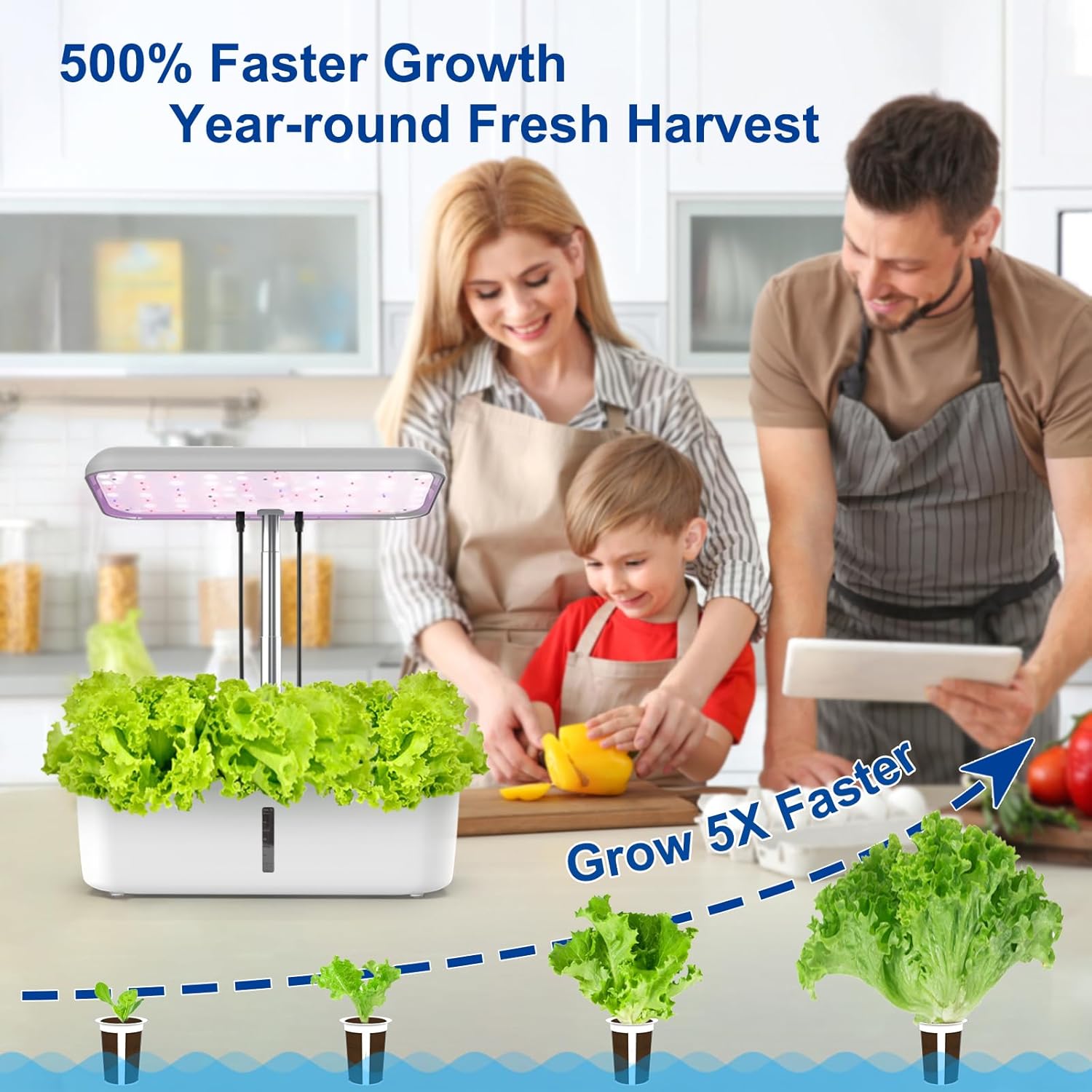 Hydroponics Growing System Indoor Garden 14 Pods Germination Kit with Grow Light A7
