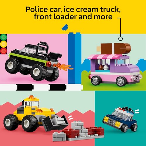 Building Brick Vehicle Set with Ice Cream Truck and Police Car Toy k7