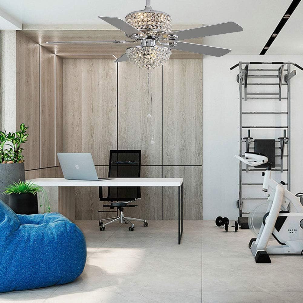 Crystal Ceiling Fan with Light and Remote 5 Blades 3 Speed k7