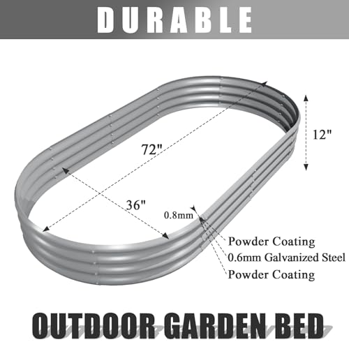 Galvanized Raised Garden Bed Kit Oval Metal Planter Box Outdoor a7