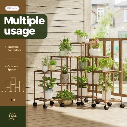Wood Plant Stand 4 Tier Indoor Outdoor Shelf a7