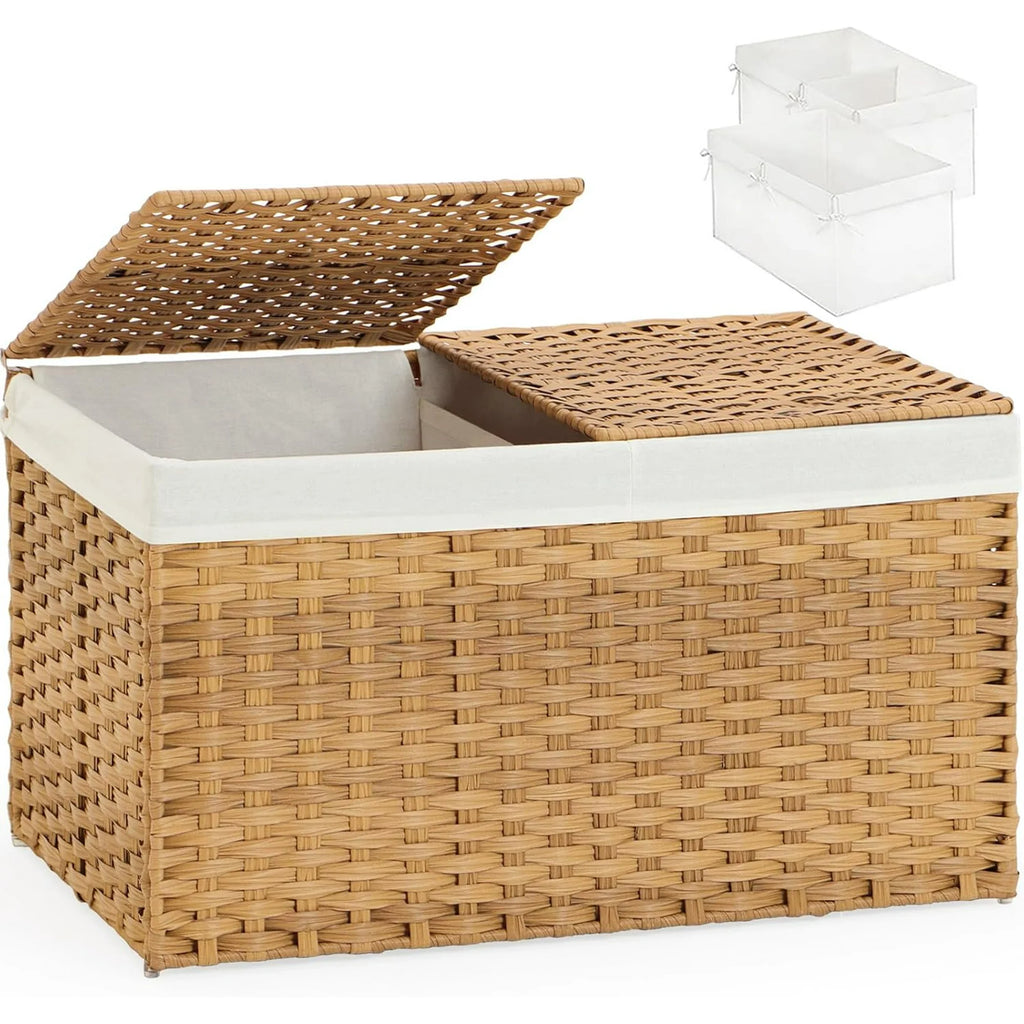 Wicker Storage Basket with Lid and Handles 42 Gallon A7