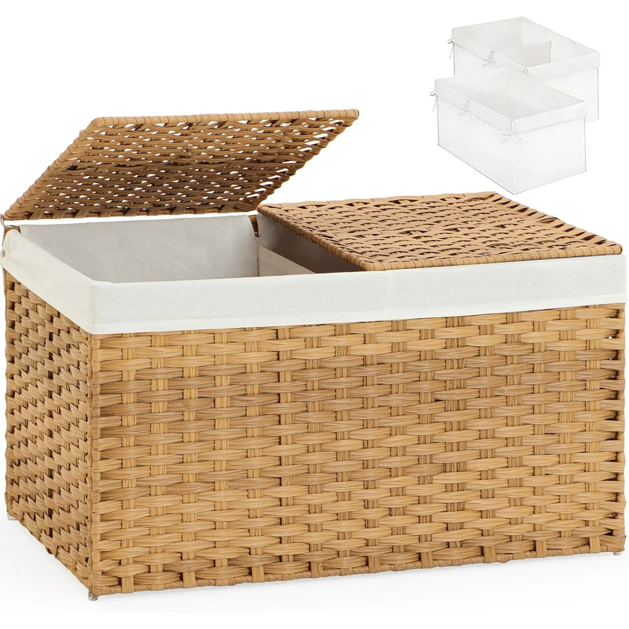Wicker Storage Basket with Lid and Handles 42 Gallon A7