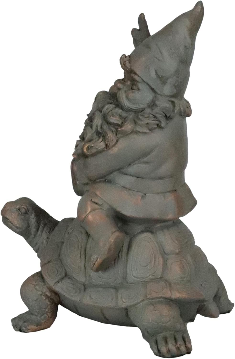Gnome Sitting On Tortoise Figurine Garden Decor k7