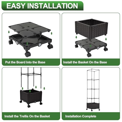 Garden Bed Planter Box with Trellis 63in Tomato Cage a7