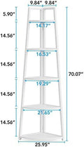 70 inch Tall Corner 5 Tier Bookshelf Bookcase Gold a7