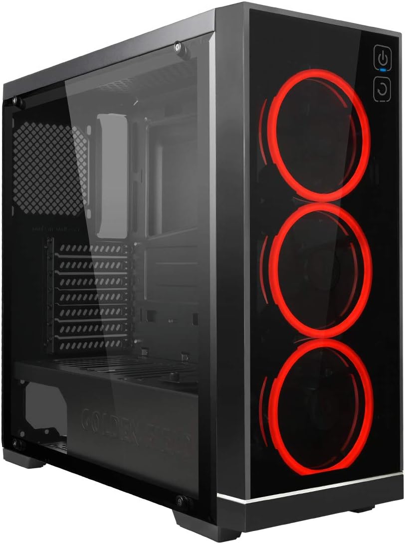 Computer Case with 3 RGB Fans Mid Tower Gaming PC Case Tempered Glass Side Panel A7