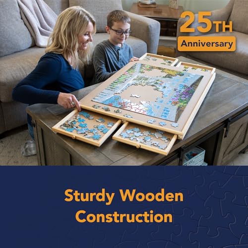 Jigsaw Puzzle Board with Drawers 1000 Piece Wooden Organizer a7