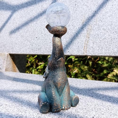 Solar Angel Statue with Cracked Glass Ball Ornament k7p