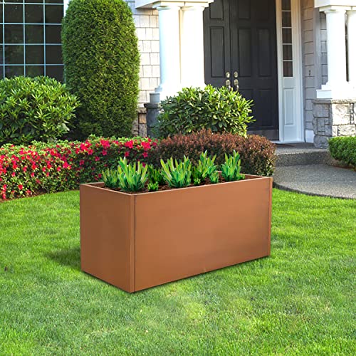 Corten Steel Square Planter Box Outdoor Metal Flower Pot 20 Inch a7