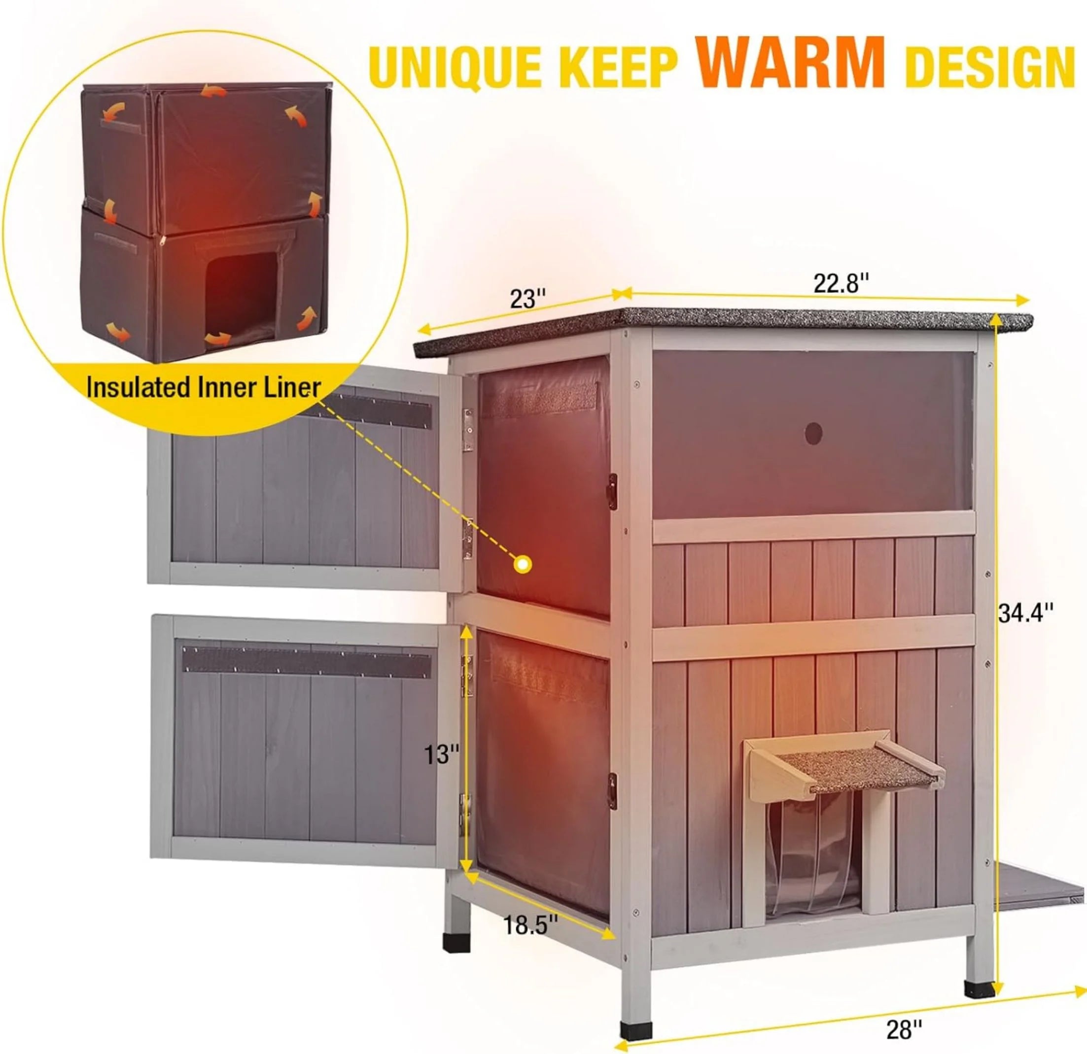 Insulated Cat House Outdoor Winter Shelter q7
