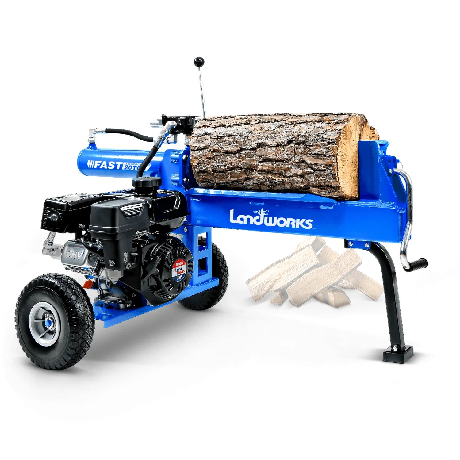Landworks 20-Ton Log Splitter - 7HP 209CC Gas Engine, 16" Max Wood Diameter - Curated Treasures Market