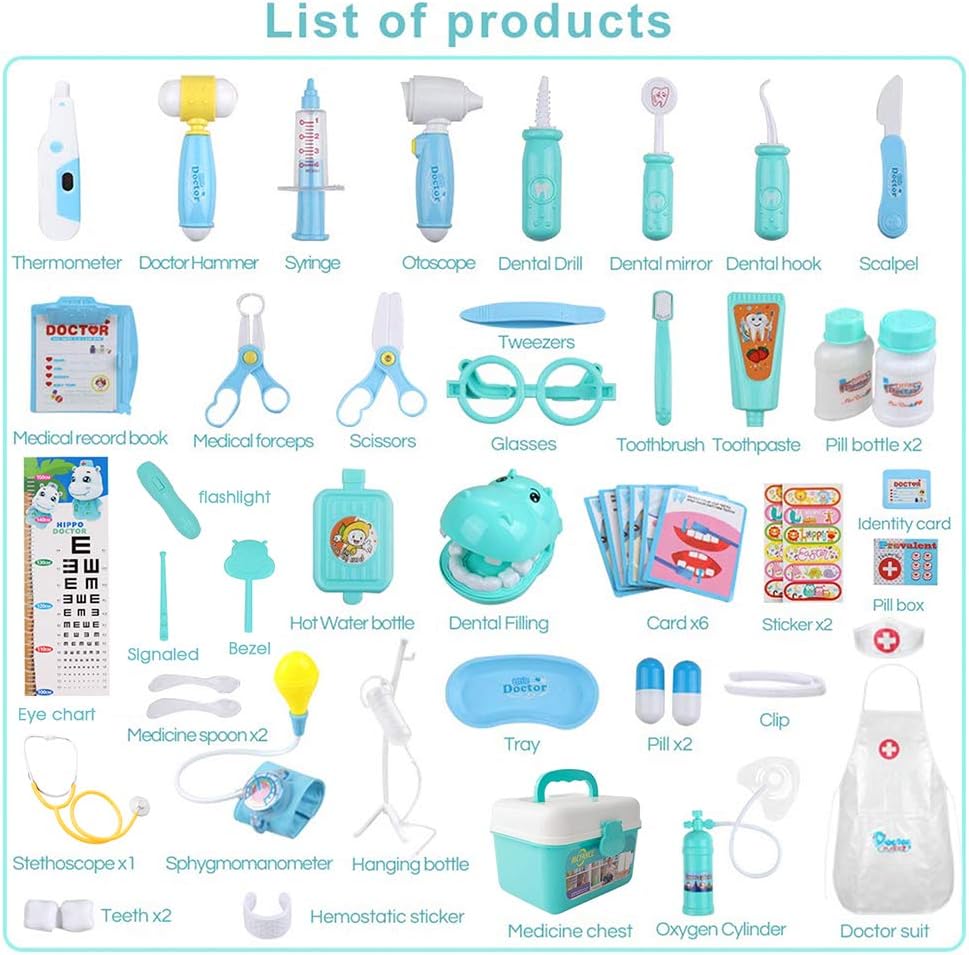 Toy Doctor Kit 48Pcs Pretend Play Medical Set for Kids 3+ a7