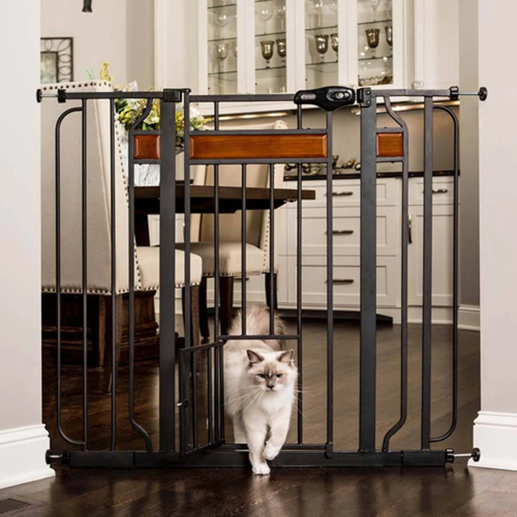 Extra Tall Pet Gate with Small Door, Black k7