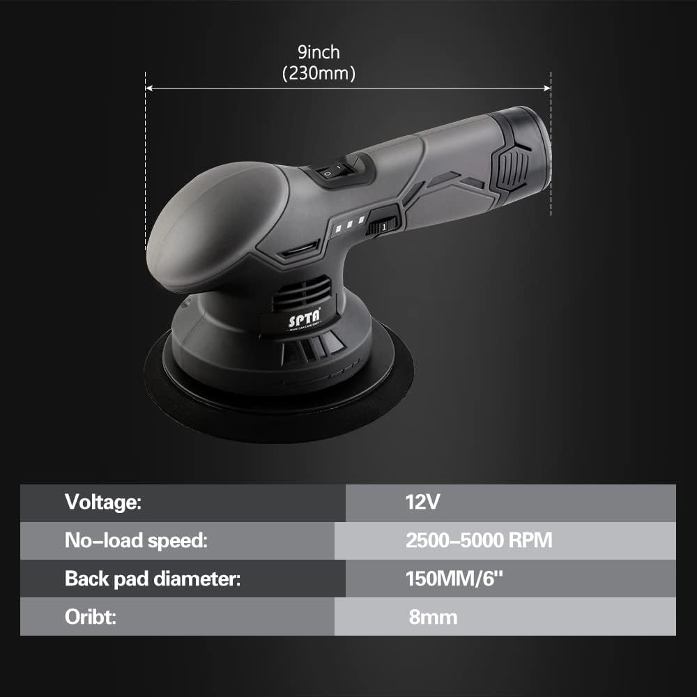 Cordless Car Buffer Polisher with 2 Batteries, Variable Speed Kit 7k