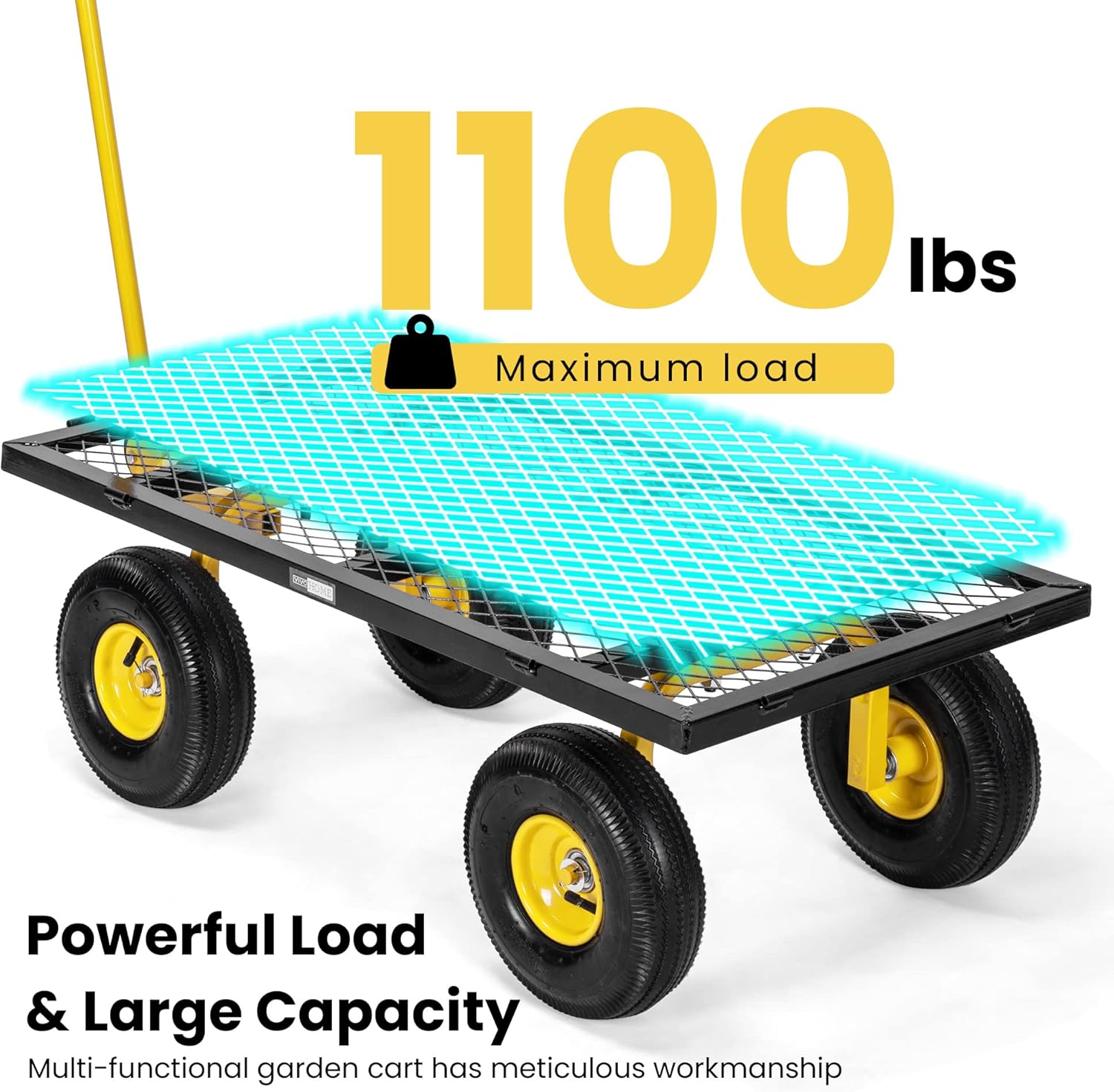 Heavy Duty Mesh Steel Garden Cart with Removable Sides 4.10/3.50-4 Wheels k7