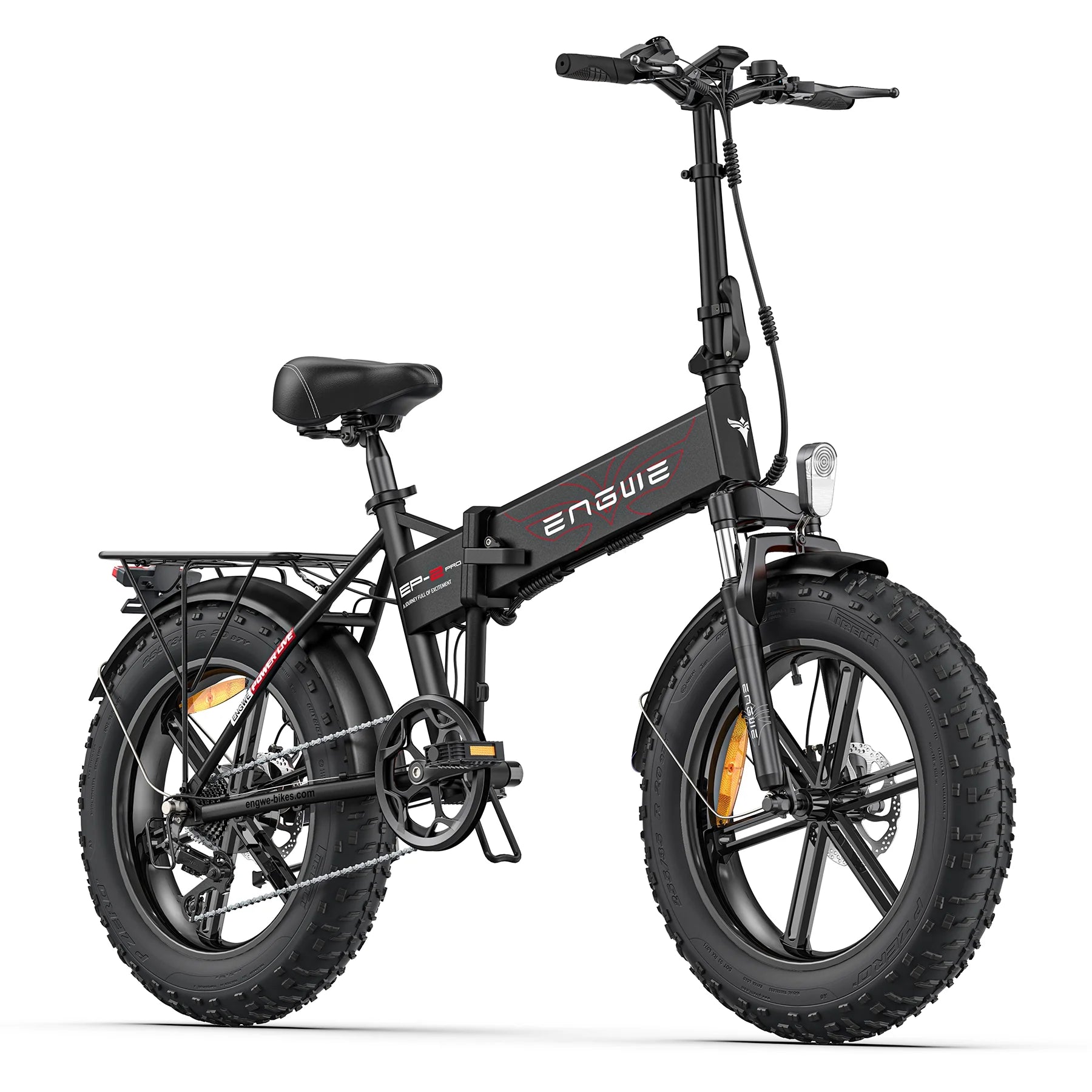 ENGWE EP-2-PRO Folding Electric-Bike for Adults - 20"*4.0" Fat Tire Electric Bicycle Peak 1000W-25MPH-13Ah Removable Lithium Battery, 4H Fast Charge, 7-Speeds Ebikes for Commuting Off Road Beach Snow - Curated Treasures Market