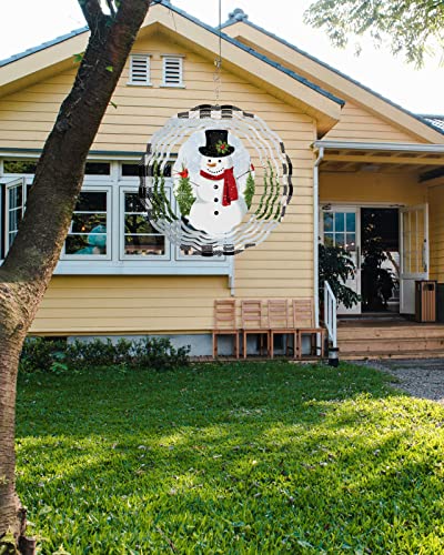 3D Metal Wind Spinner Snowman Decor 8in k7