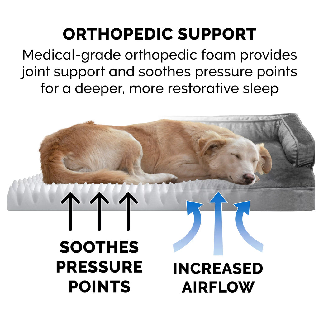 Plush Orthopedic Sofa Pet Bed for Dogs & Cats Dark Gray Jumbo k7