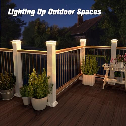 Solar Post Cap Lights Outdoor 12 Pack Waterproof Deck Fence Fit 4x4 Wood Vinyl Posts a7