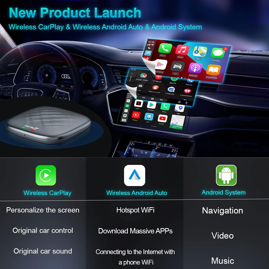 Wireless CarPlay & Android Auto Car Adapter for 2015-2022 Cars a7