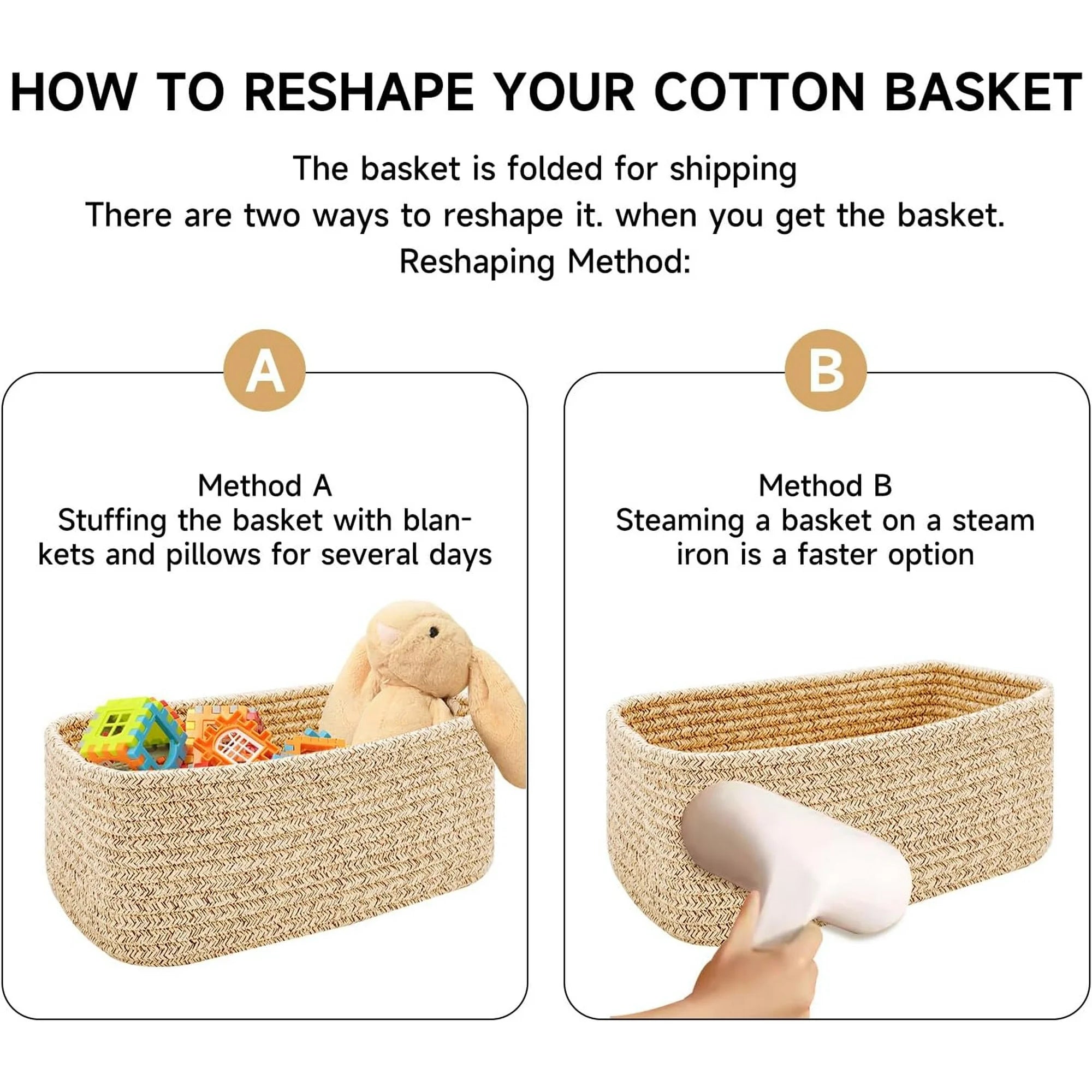 Small Storage Baskets for Organizing, Woven Rope Cube Bins 3 Pack A7
