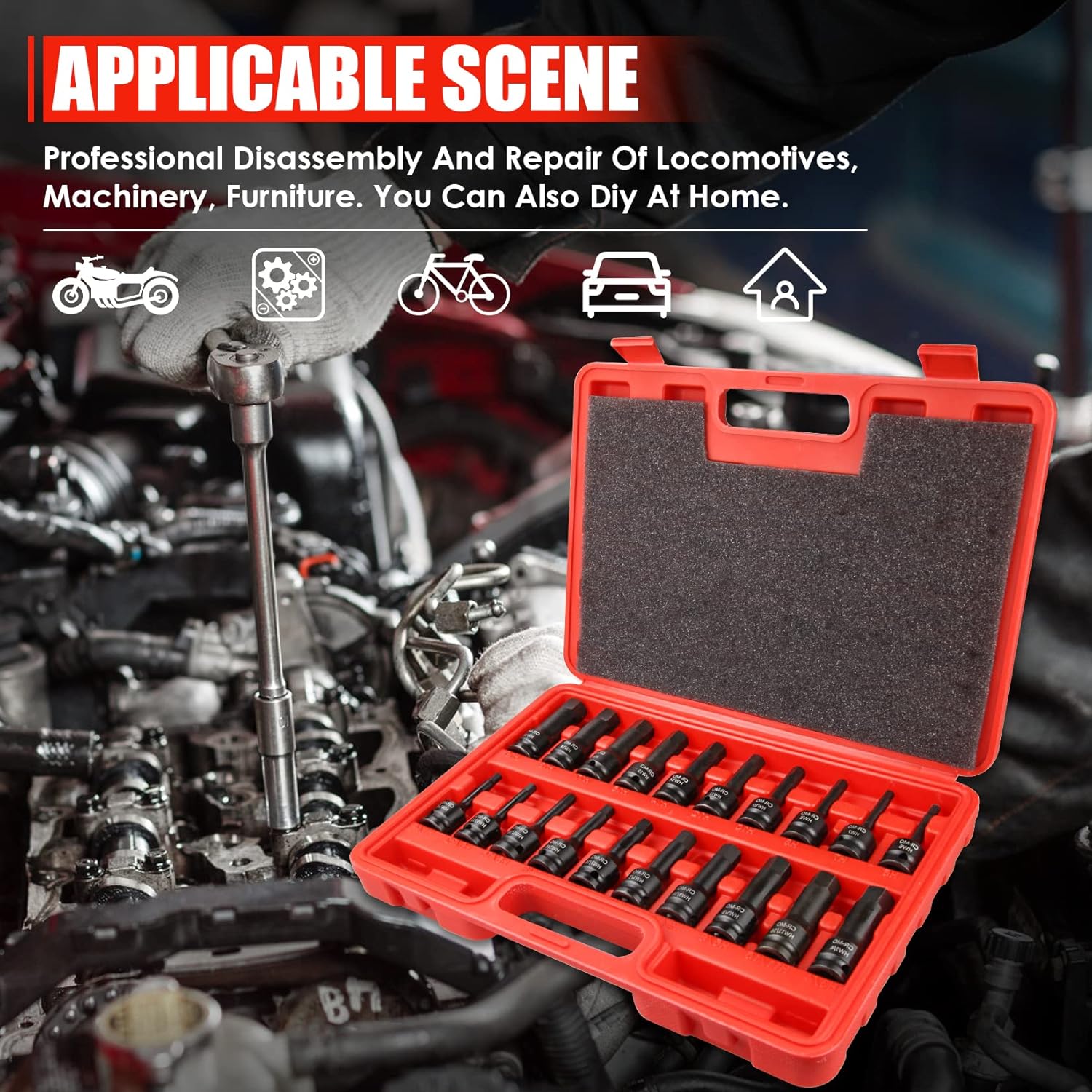 20 Piece Impact Hex Driver Set SAE Metric with Storage Case k7