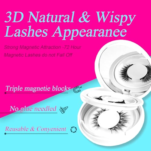 Magnetic Eyelashes with Applicator, Reusable Glue-Free Kit A7