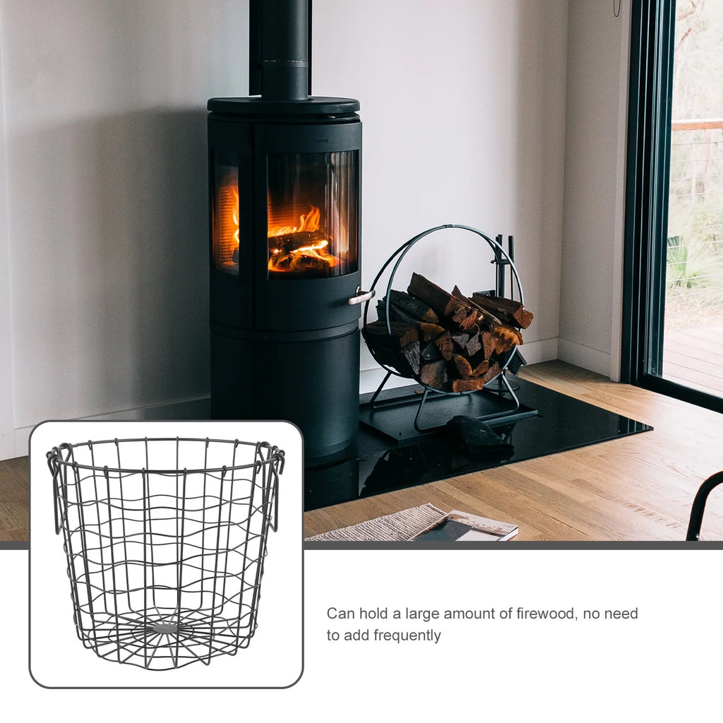 Iron Firewood Storage Basket Outdoor Black K7m