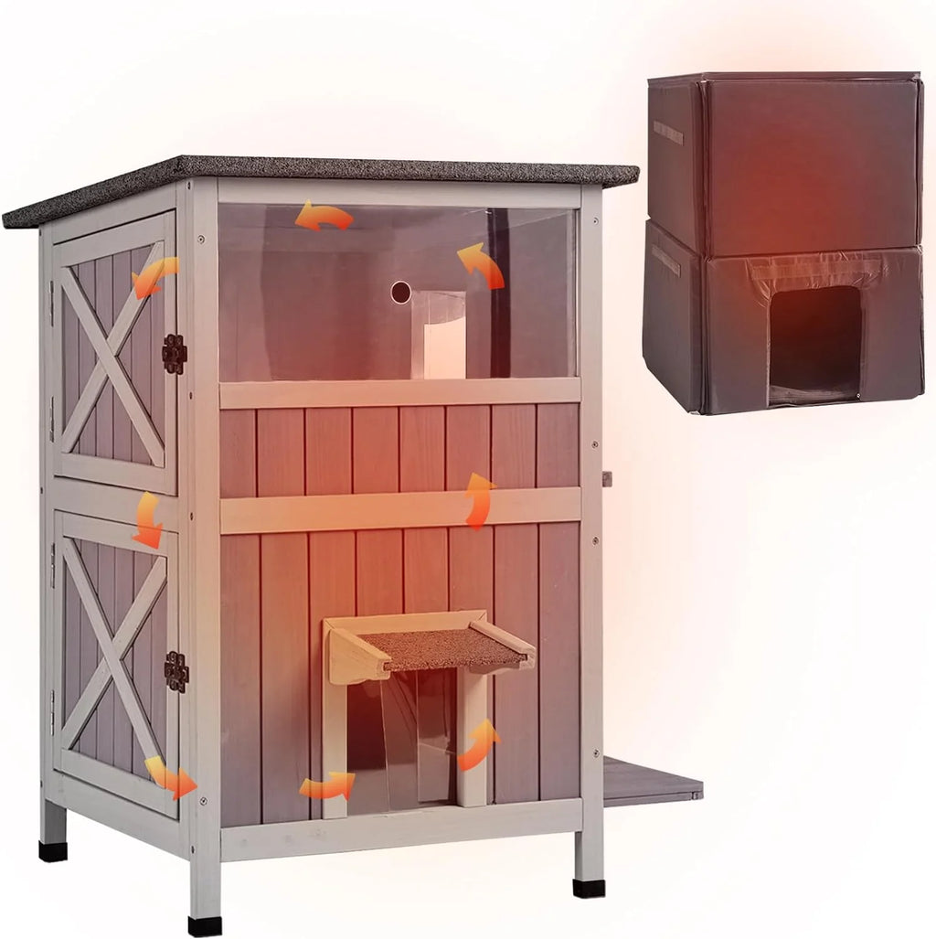 Morgete Insulated Cat House Outdoor, Feral Cat Shelter for Winter Weatherproof with Insulated Liner - Radiant Selections