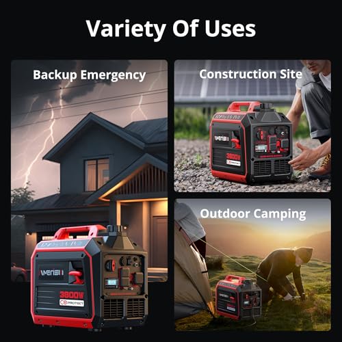 Gas Powered Portable Inverter Generator, CO Sensor, Quiet Backup A7