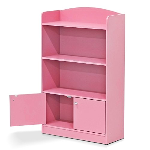 Bookshelf with Storage Cabinet 3-Tier Pink a7