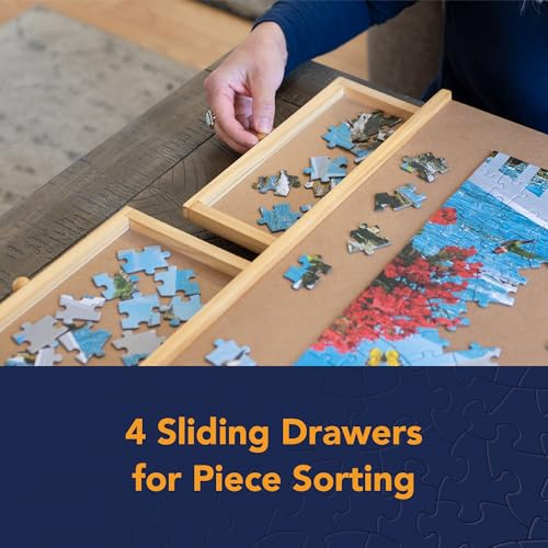Jigsaw Puzzle Board with Drawers 1000 Piece Wooden Organizer a7