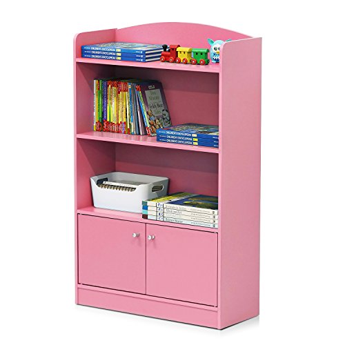 Bookshelf with Storage Cabinet 3-Tier Pink a7