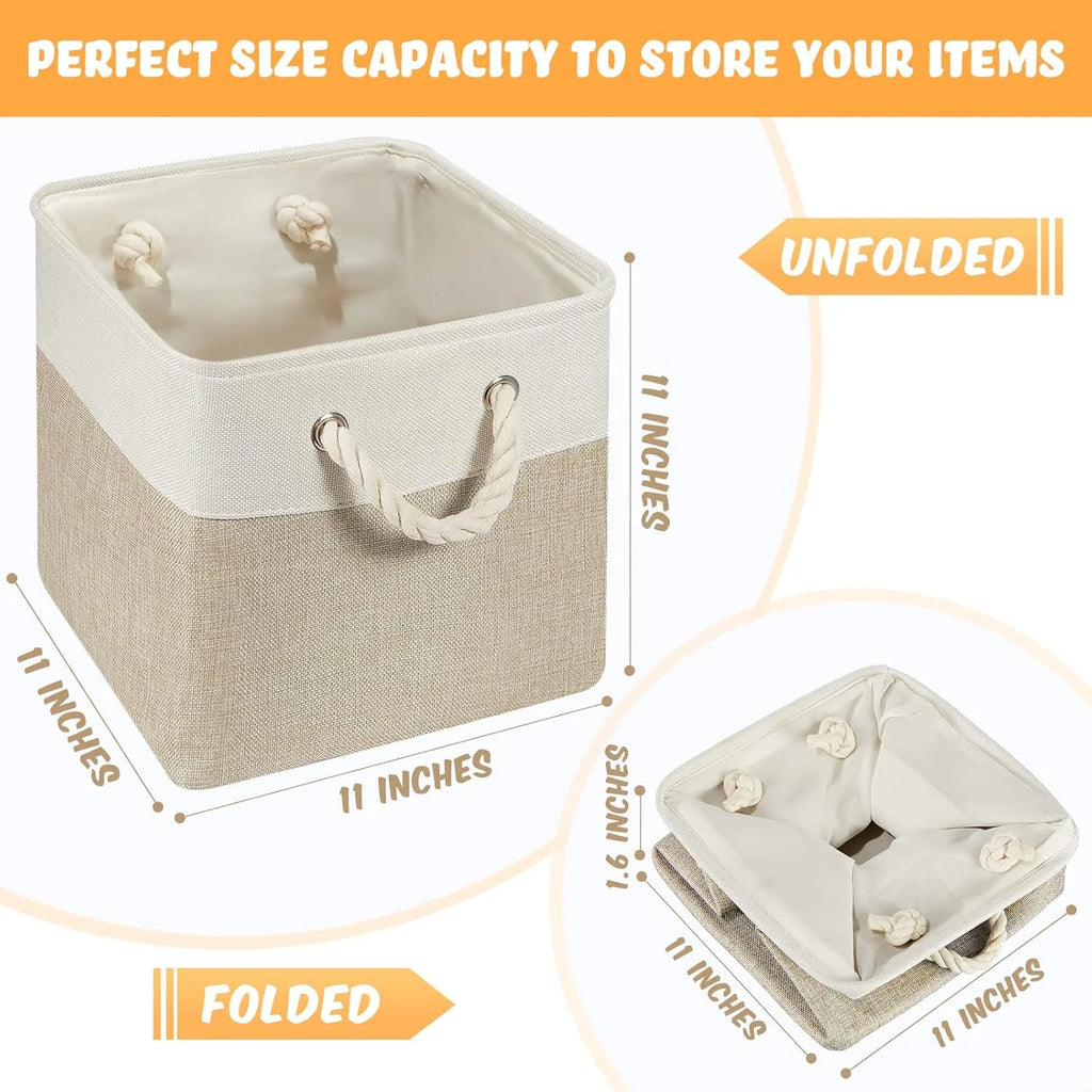 11x11 Inch Fabric Cube Storage Bins Foldable with Handles 7k