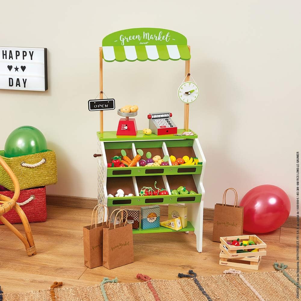 Wooden Grocery Store Playset with 32 Accessories 7k