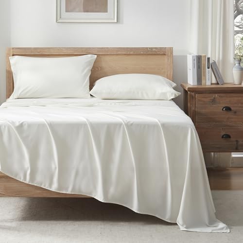 Queen Sheets Set, Cooling Bamboo Bedding, Deep Pocket, Dark Green K7