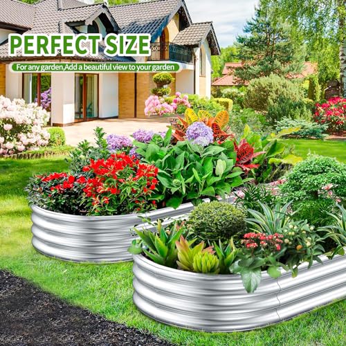 Galvanized Metal Raised Garden Bed Planter Boxes Outdoor A7